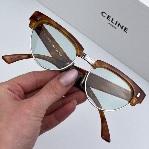 Celine CL40059U 18N BRAND NEW Sunglasses Rhodium Havana Green Women Cat Eye