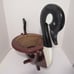 Duck Collapsible Dark Wood Basket, Spiral Cut, w/Swivel Adjustable Body, Painted