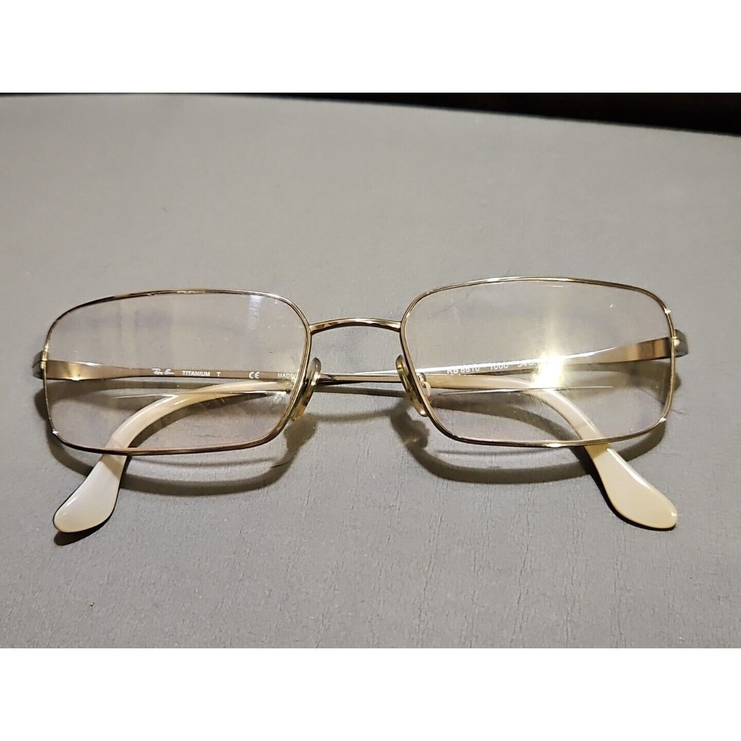 RayBan Silver Titanium Rectangular Eyeglasses RB8610 1000 52 18 140