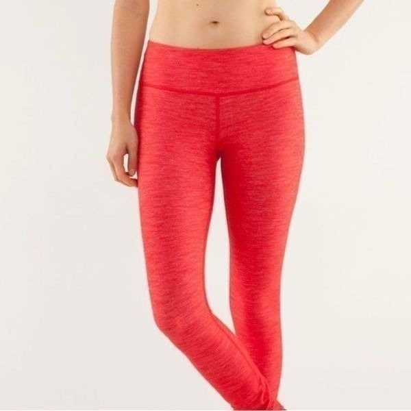 Lululemon Wunder Under Tight, Reversible Slub Denim Love Red Size 4 28”