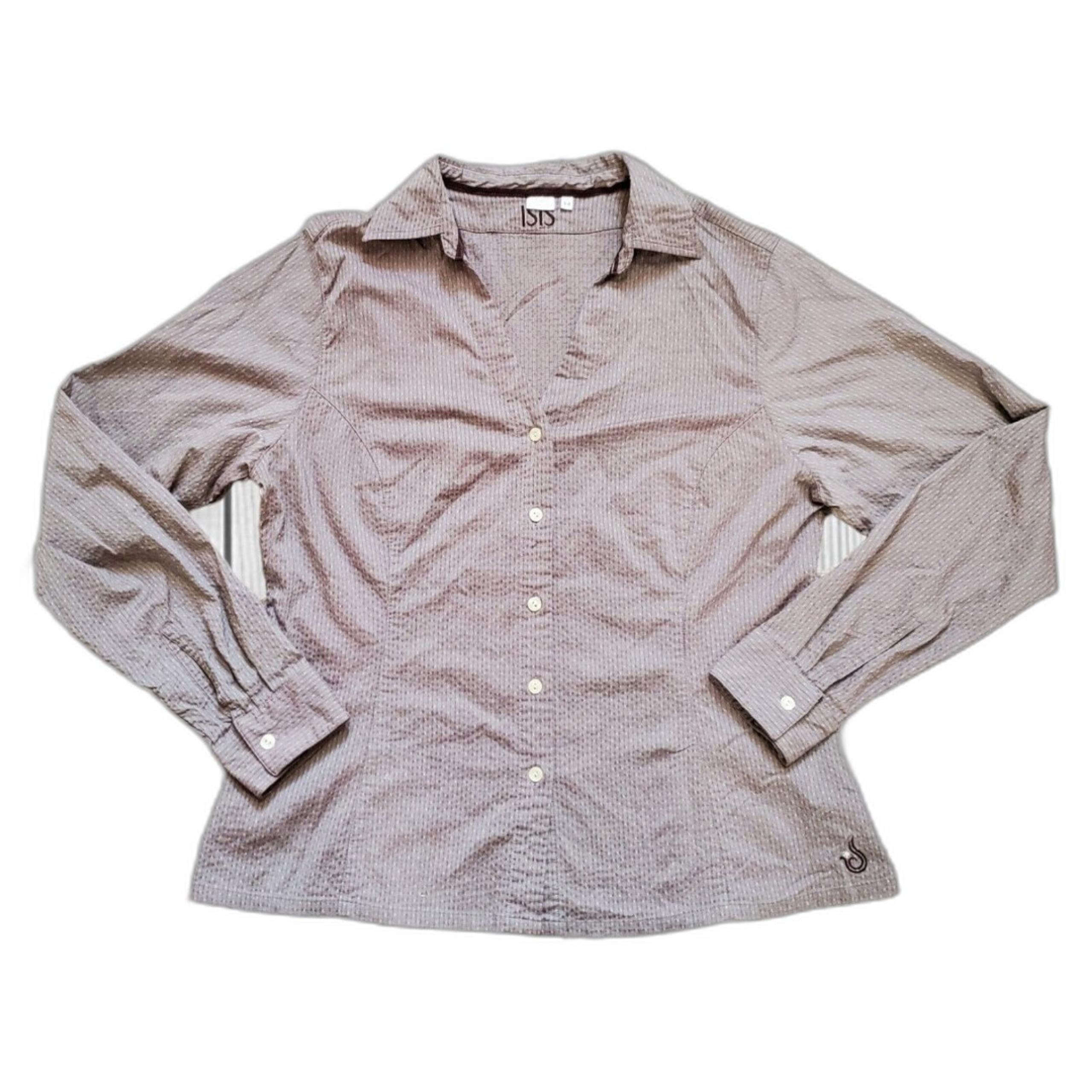ISIS Outdoor Shirt Women Medium Long Sleeve V-Neck Button Down Stretch Top EUC