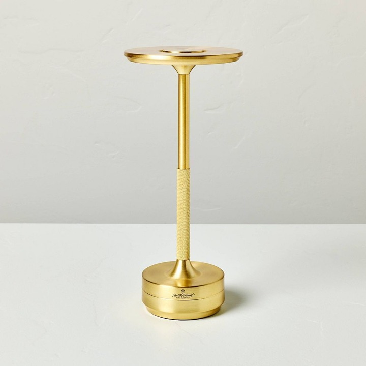 Hearth & Hand with Magnolia Portable LED Tabletop Lamp Rechargeable, Brass Gold