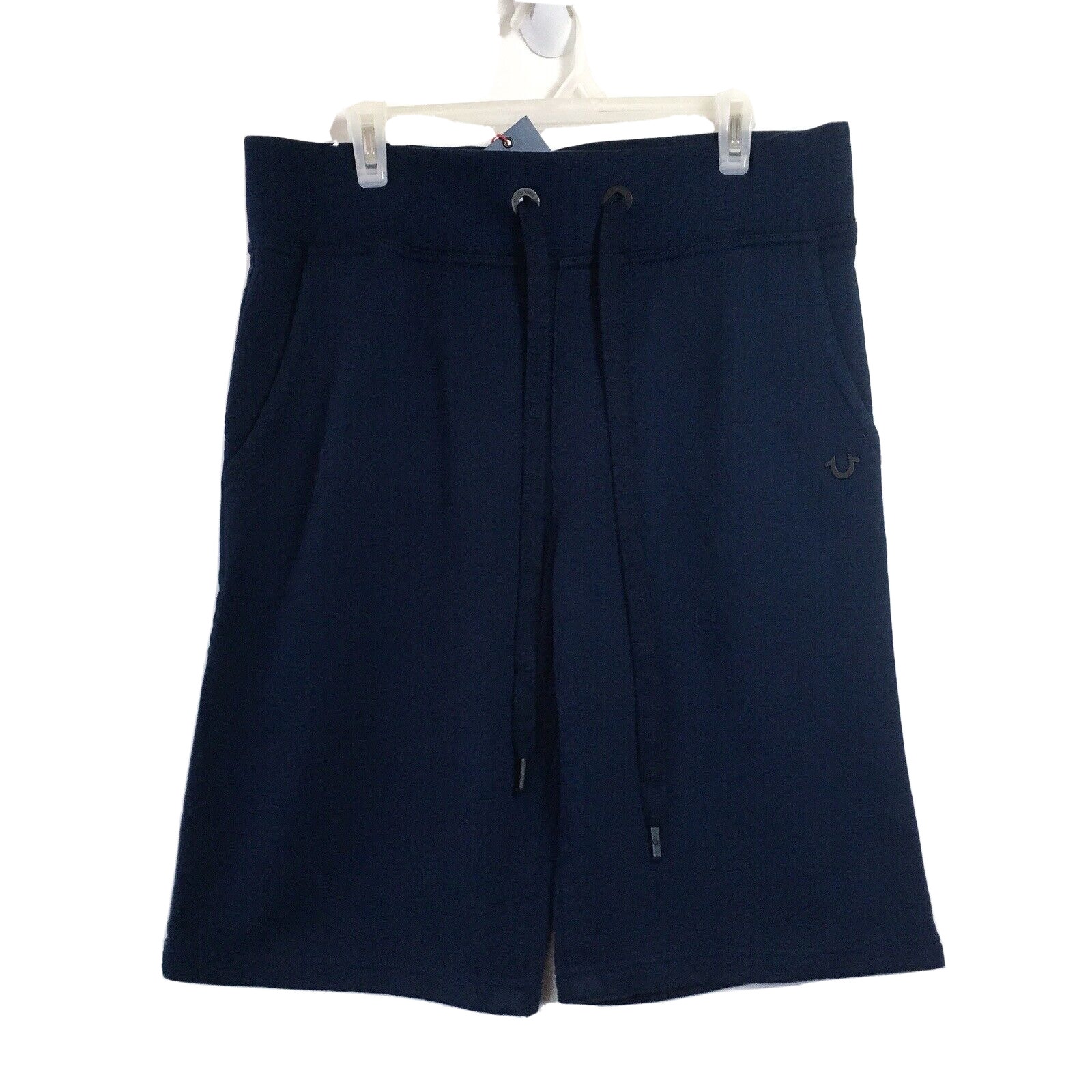 TRUE RELIGION Men M Ace Navy Blue Core Basic Shorts Cotton Drawstring Lounge NEW