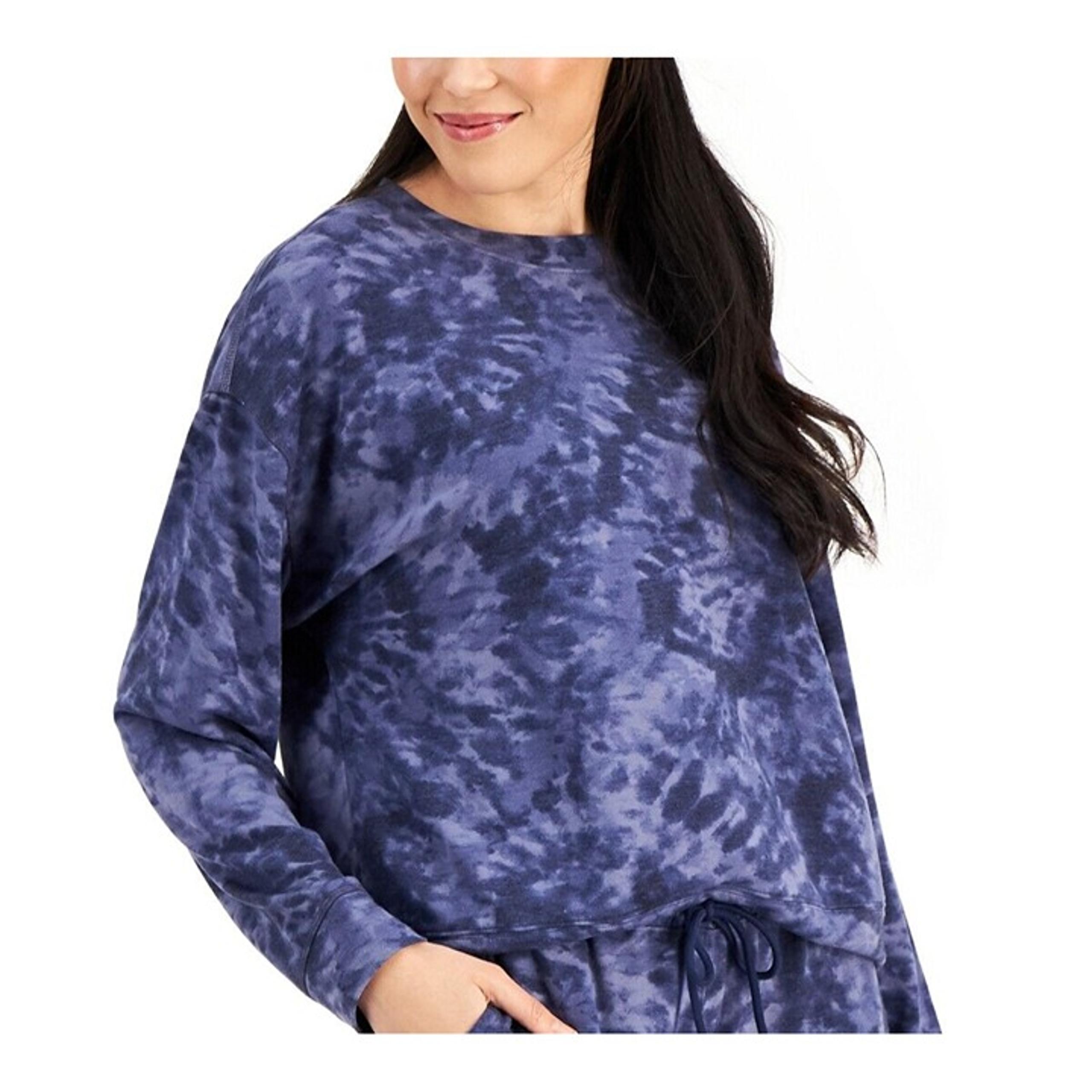 Jenni Pajama Top Womens XS PJ Lounge Sleepwear Super Soft Blue Tie Dye NEW