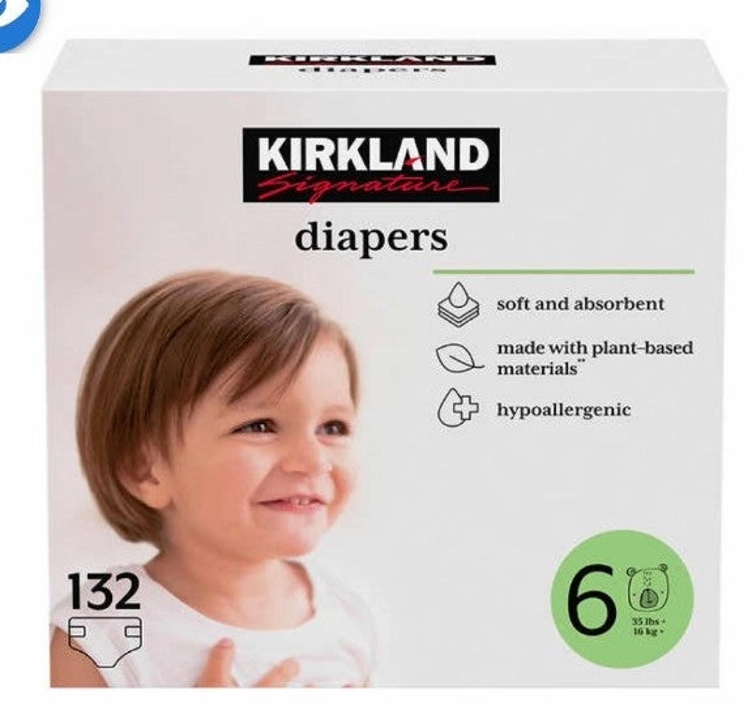 Baby Diapers Size: 6 (35+ lb/16+ kg) ~Kirkland Signature Brand~132 count