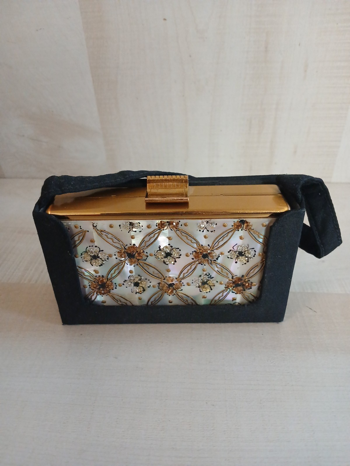 1950 Mother of Pearl Carry All Compact Clutch Purse Org. Comb By American Beauty