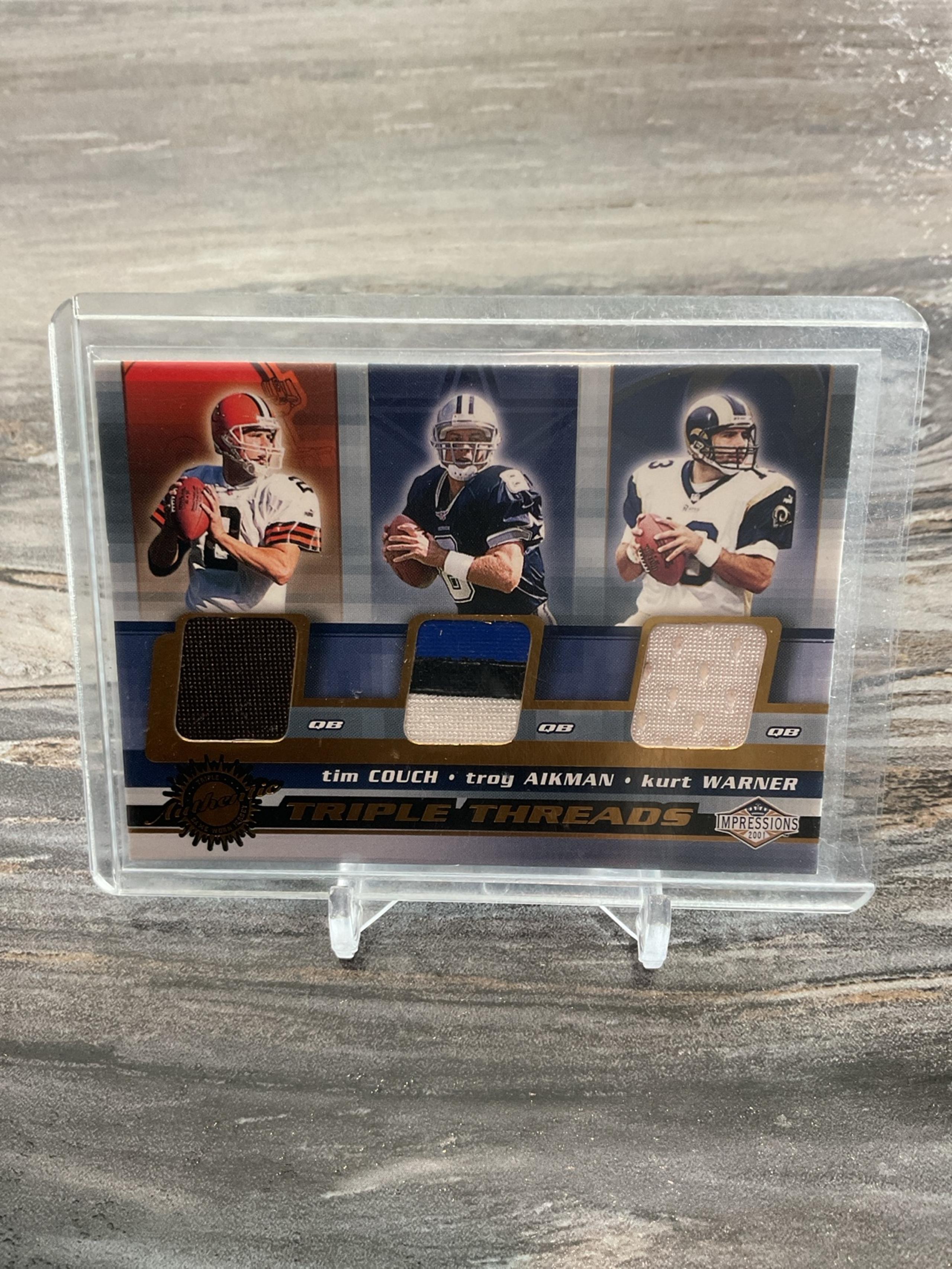 Kurt Warner Troy Aikman Tim Couch Triple Jersey Patch Card