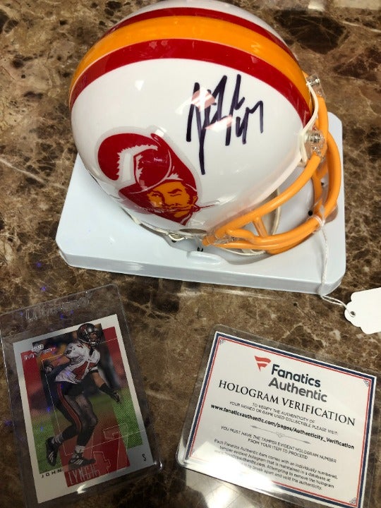 Tampa Bay Bucs John Lynch Bundle, Signed Mini Helmet w COA & 2001 UD MVP Card!