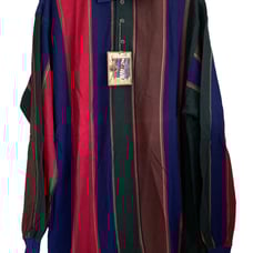 NWT Vintage Docker multi colored striped long sleeve polo - Large