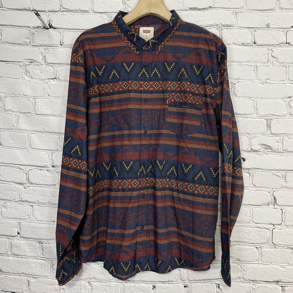 Levi's Mens Aztec Southwestern Long Sleeve Button Down Shirt Size XXL 3LYLW7652