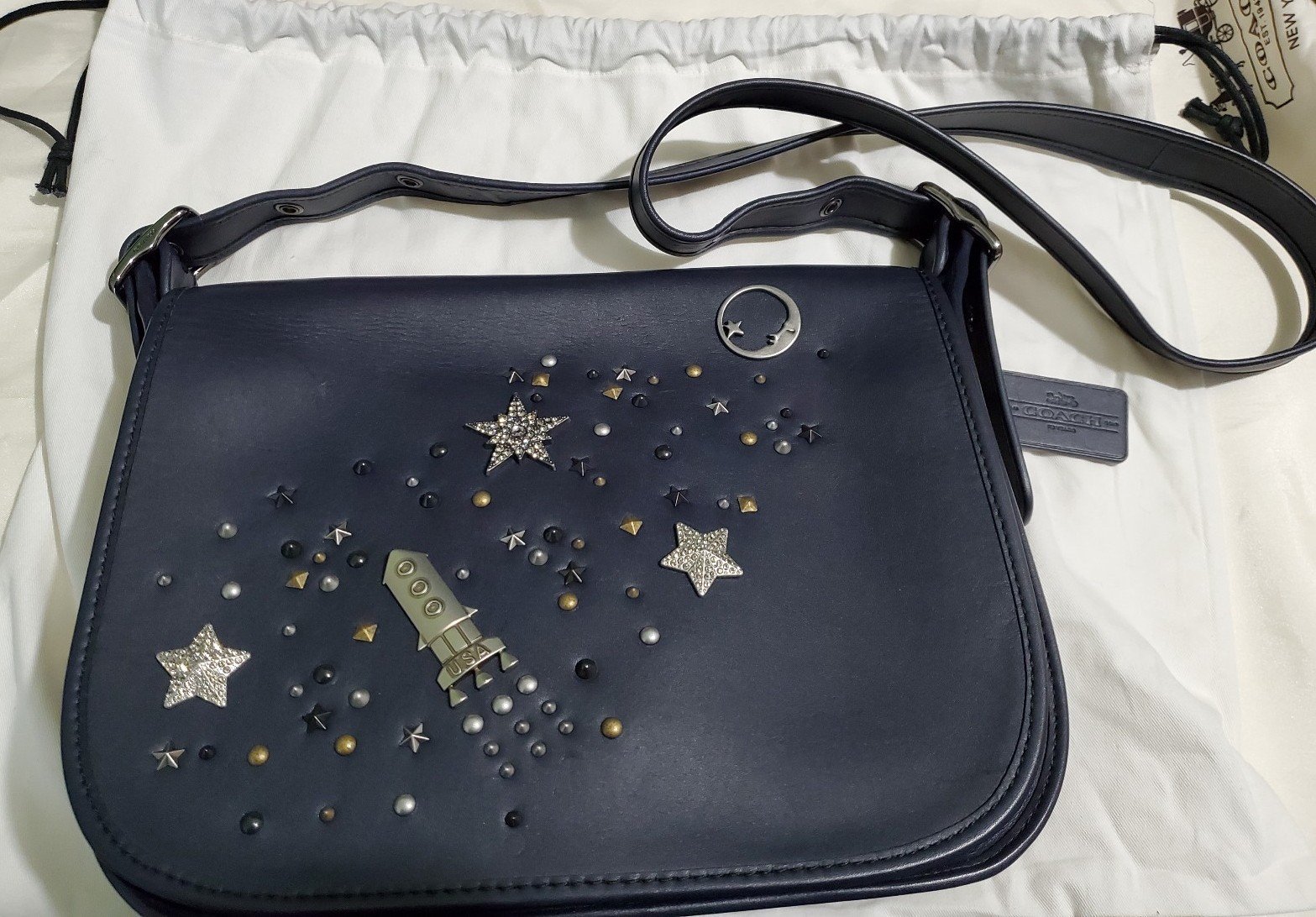 Coach Create Custom Limited Edition Large Saddle Bag with Pins and Rivets
