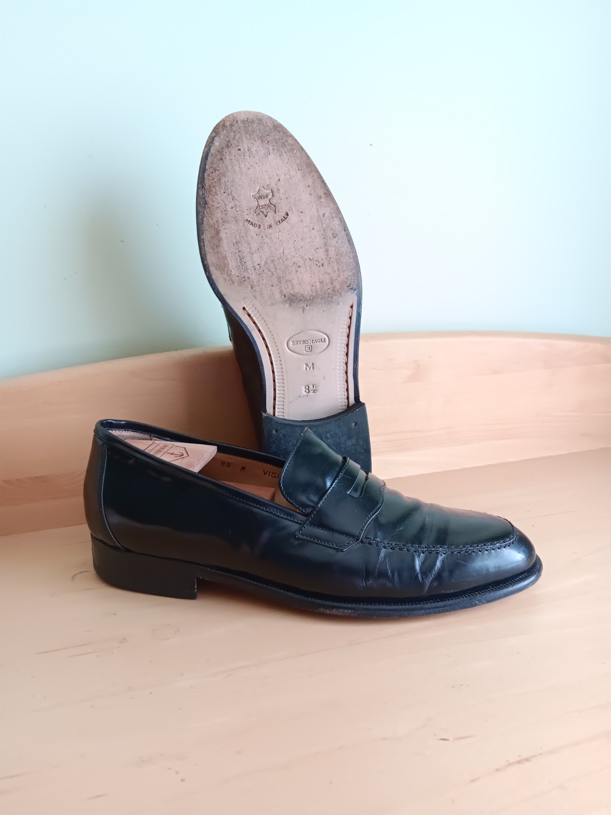 Bruno Magli Vision 85010 Mens Shoe Size 8.5 Black Slip On Penny Loafer