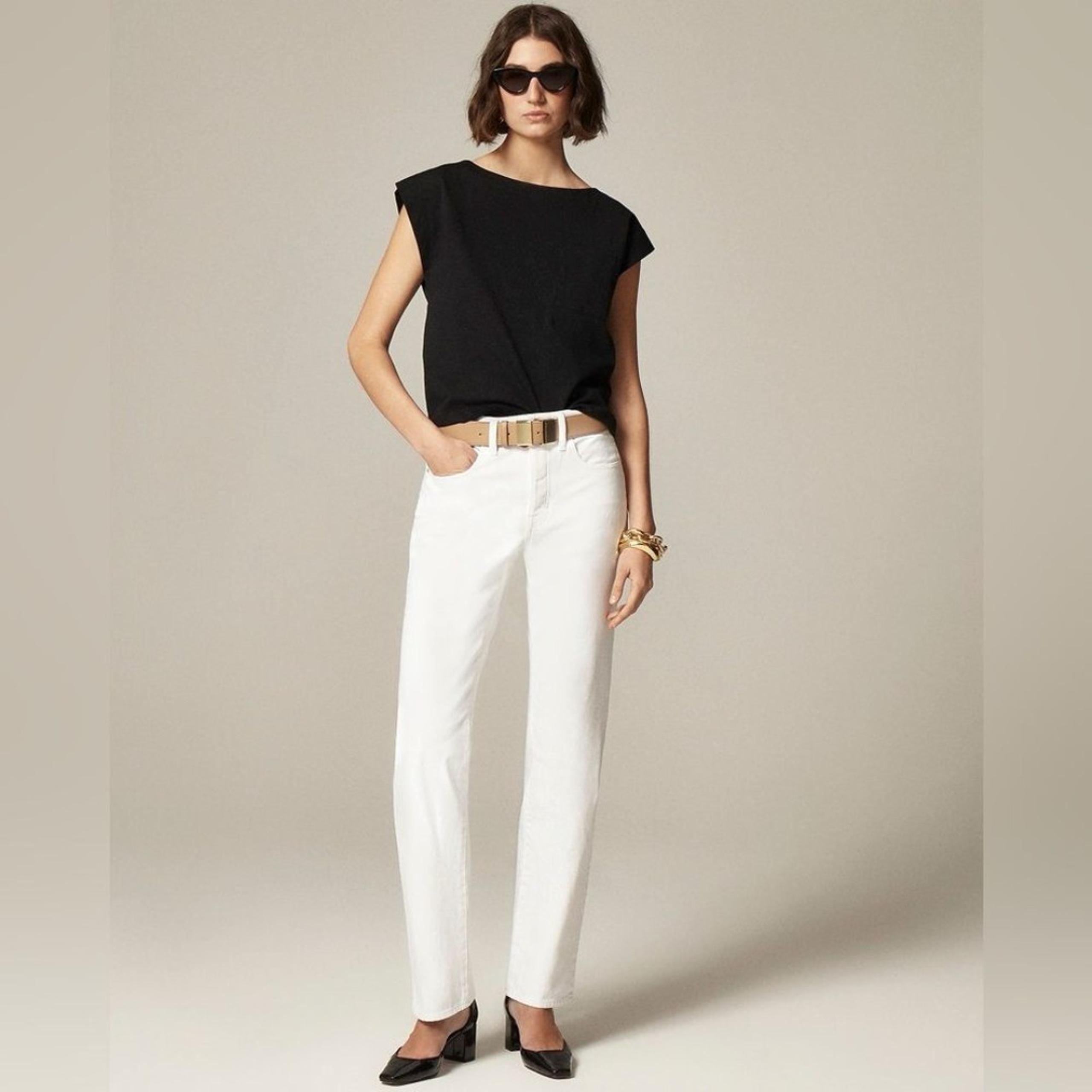 J Crew women’s 1984 rigid Slouchy jean straight leg button fly white Size 25 NWT