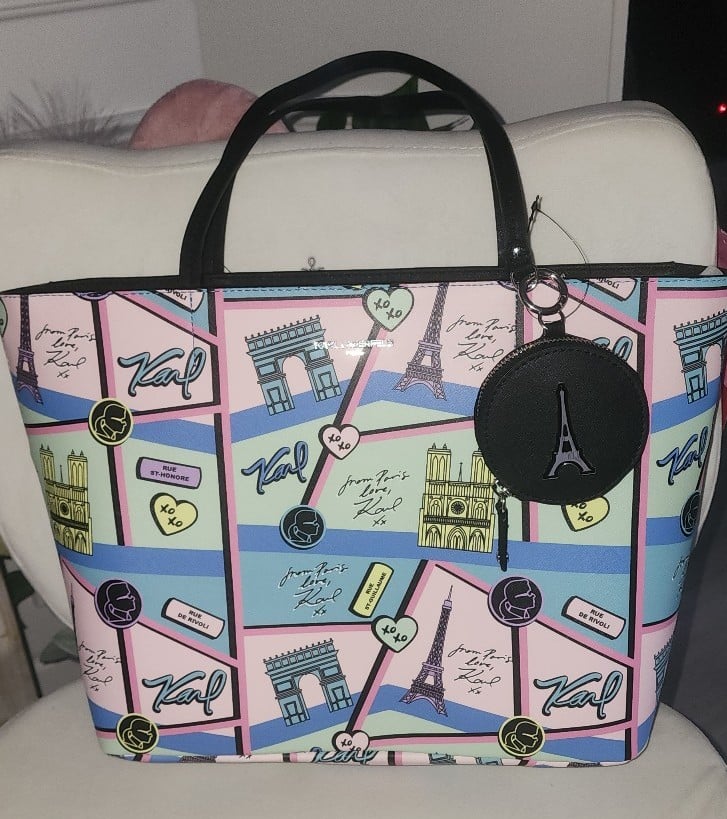 Karl Lagerfeld Paris Landmarks Tote Bagl Pink Blush with attached pouch