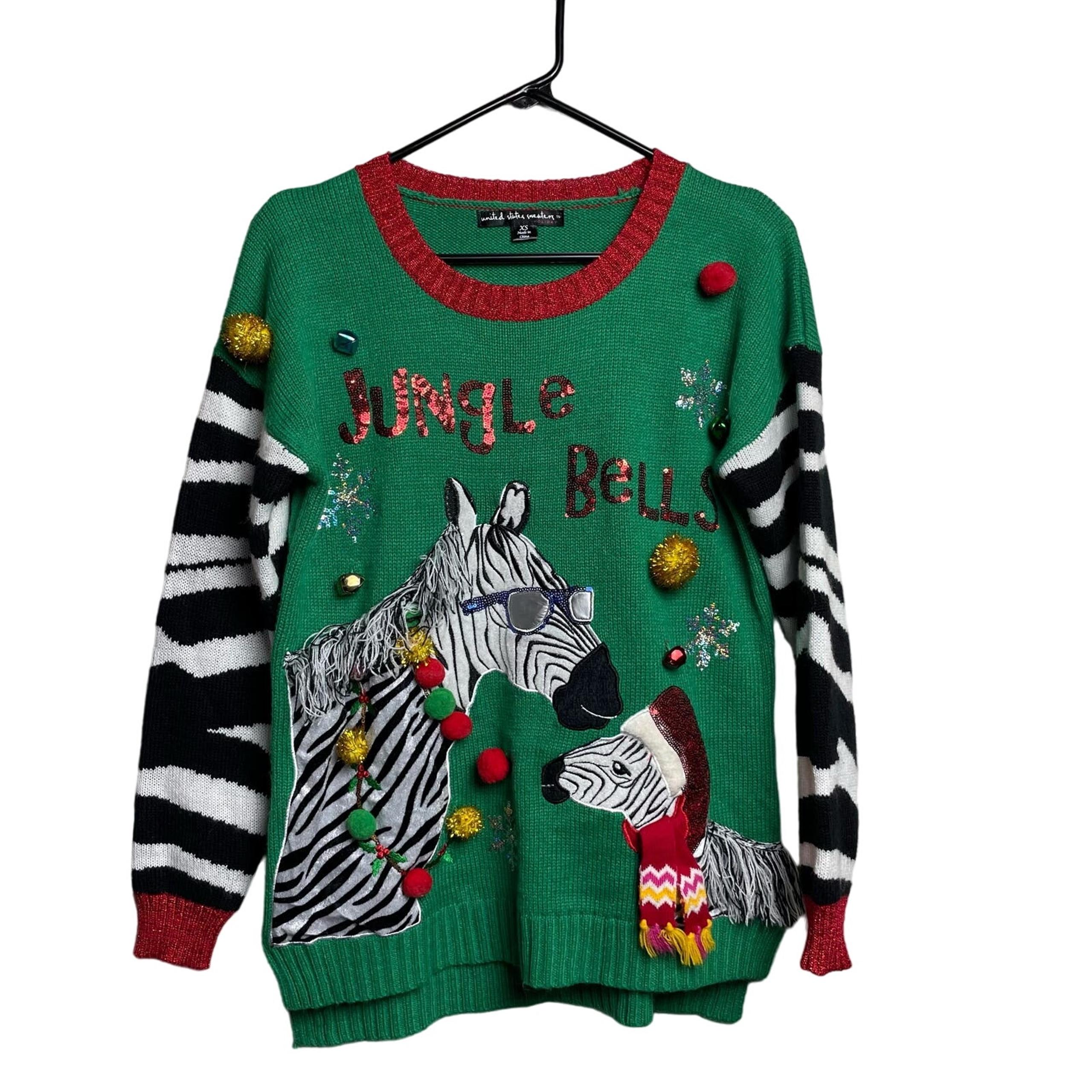 United States Sweaters Holiday Christmas Jungle Bells Size XS Ugly Sweater Party