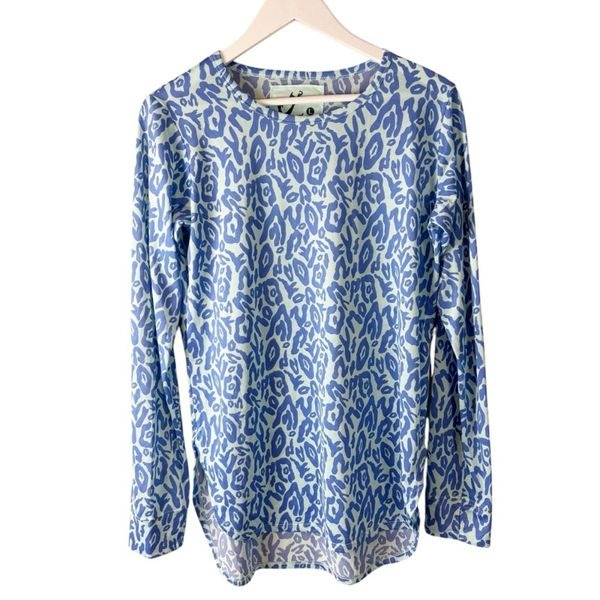 HiHo Womens Large Lightweight Leopard Knit Long Sleeve Beach T-Shirt Polyester