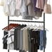 Double Rod Clothing Garment Rack Rolling Clothes Organizer Hanging (Black)
