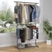 Double Rod Clothing Garment Rack Rolling Clothes Organizer Hanging (Black)