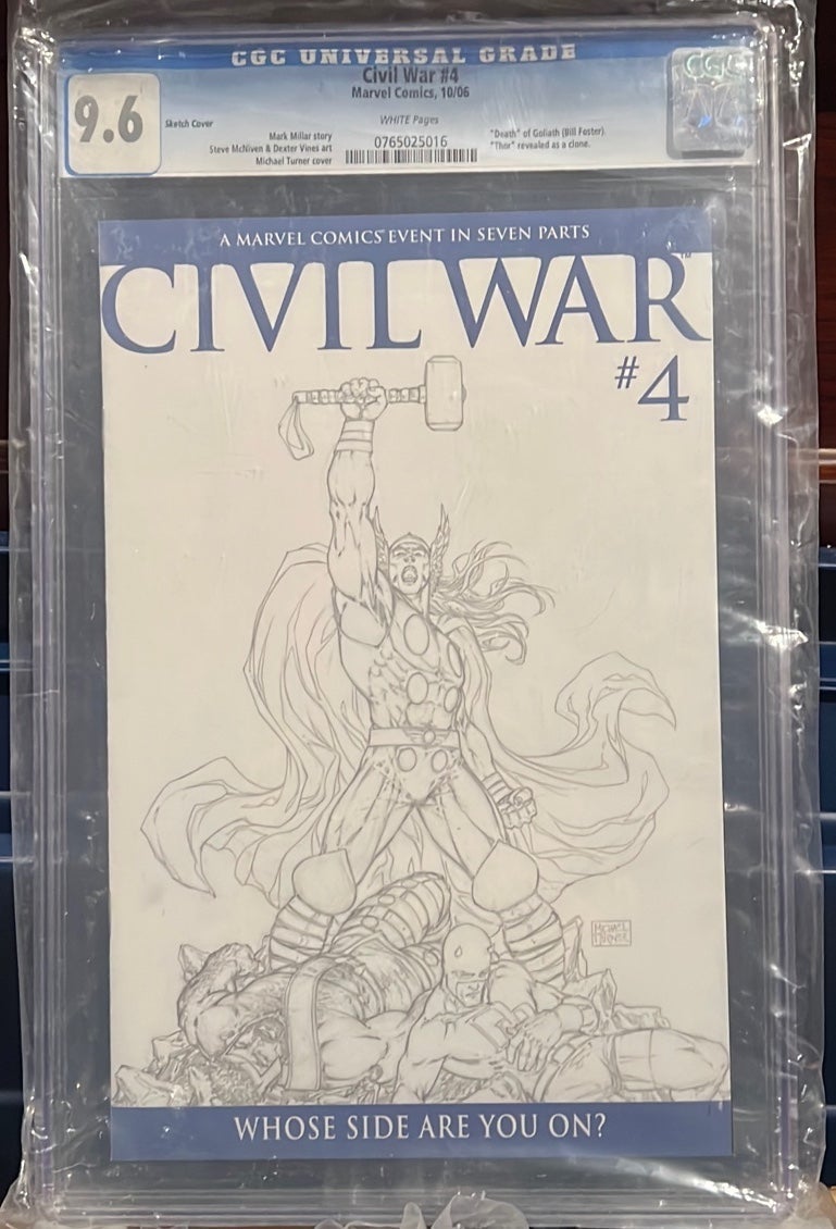 Civil War #4 CGC Graded 9.6 sketch cover