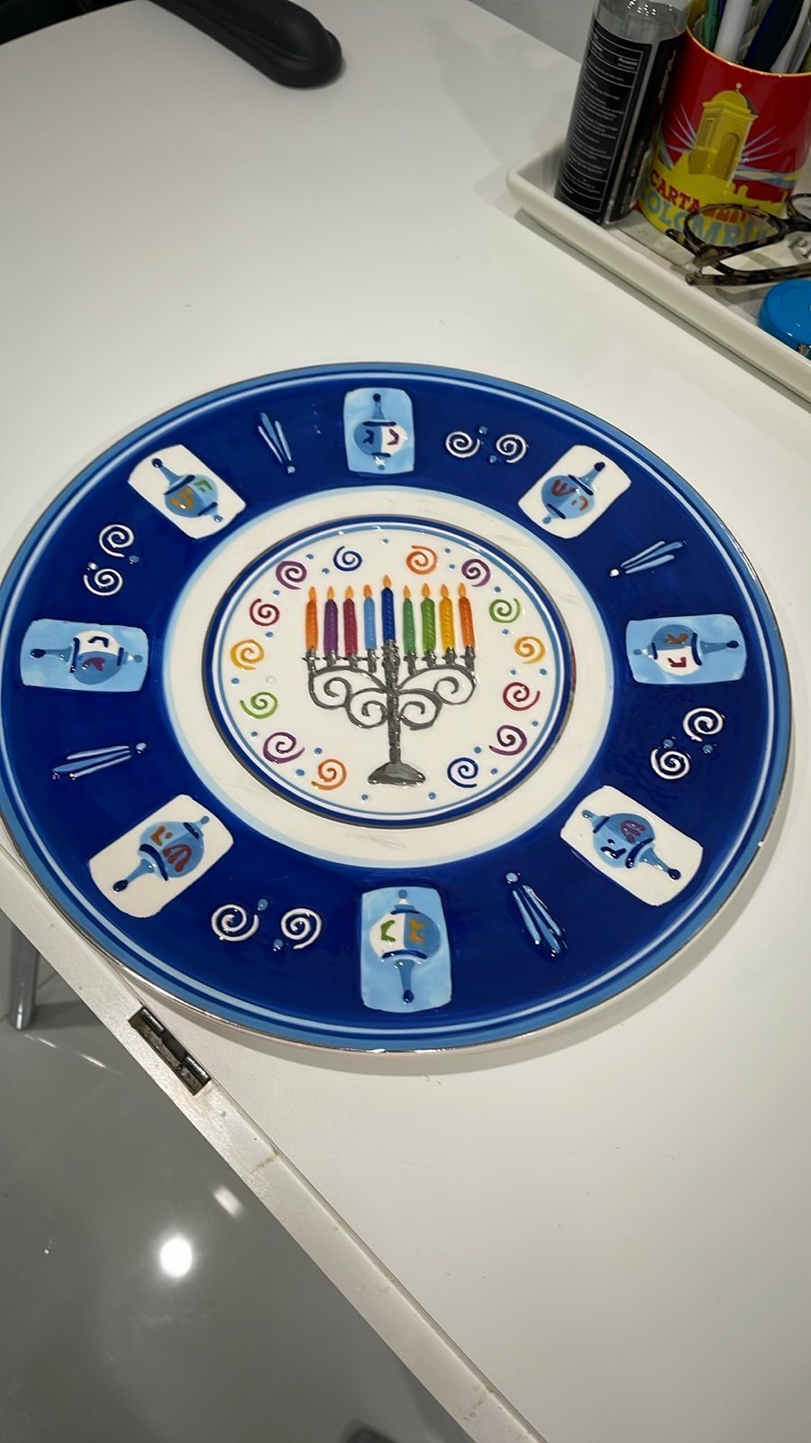 SALE Vintage Jacob Rosenthal 13 Round Hanukkah Serving Tray Susan Weis Israel