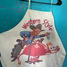 Vintage Kitchen Apron 40s 50s MCM Western Style BBQ Cowboy