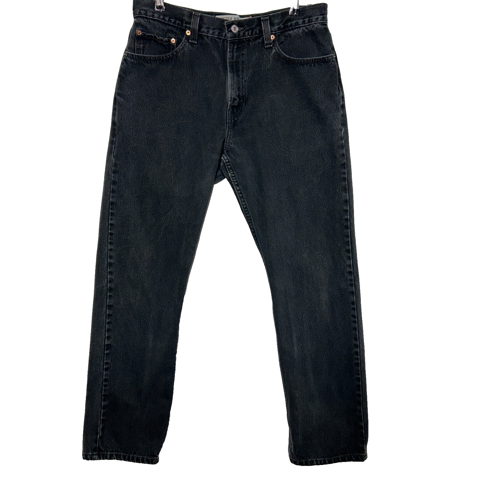 Levis 505 Jeans Mens 34x32 Black Regular Fit Denim Workwear Casual Chore Rugged