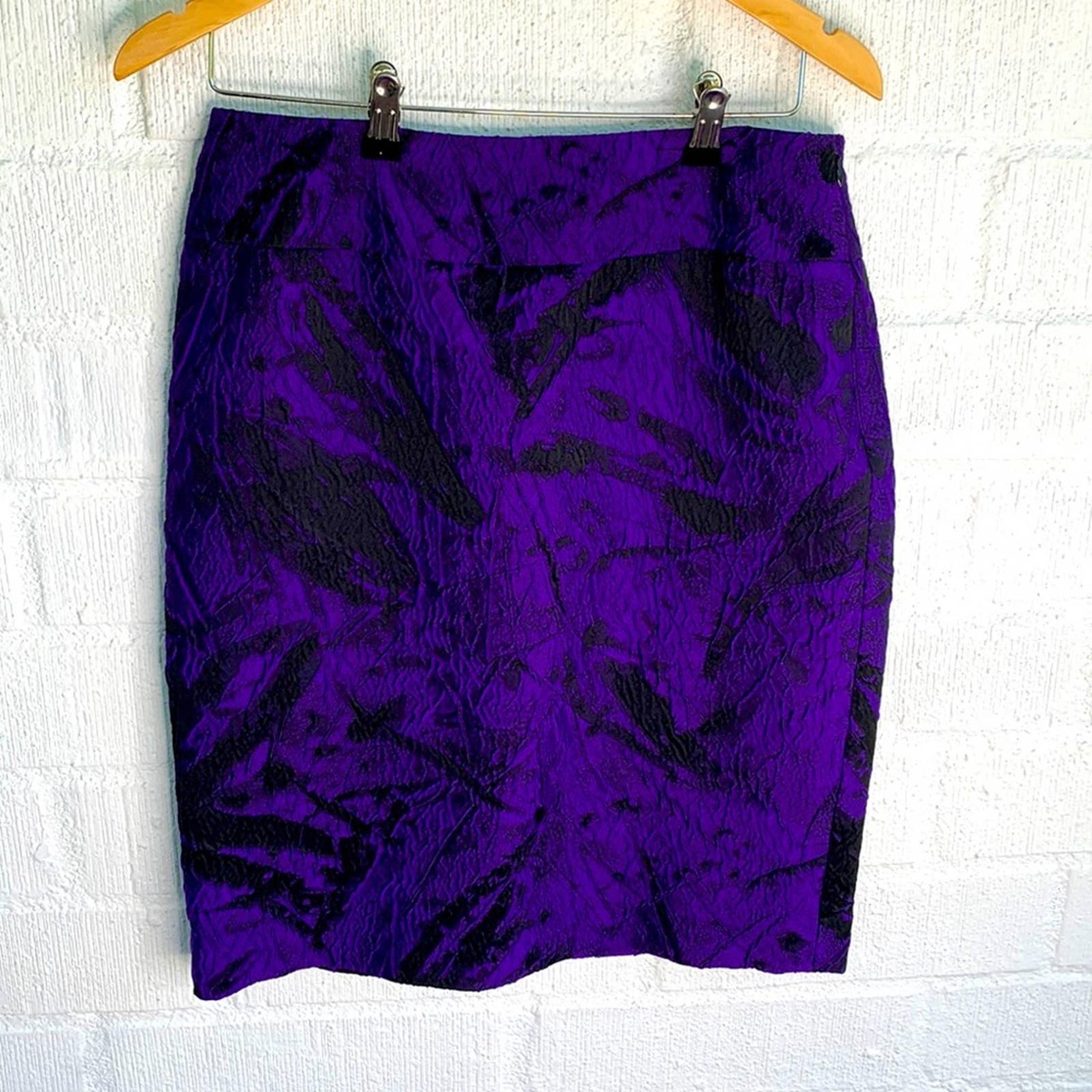 Carlisle Women's Collection Purple Abstract Print Straight Pencil Skirt sz 8