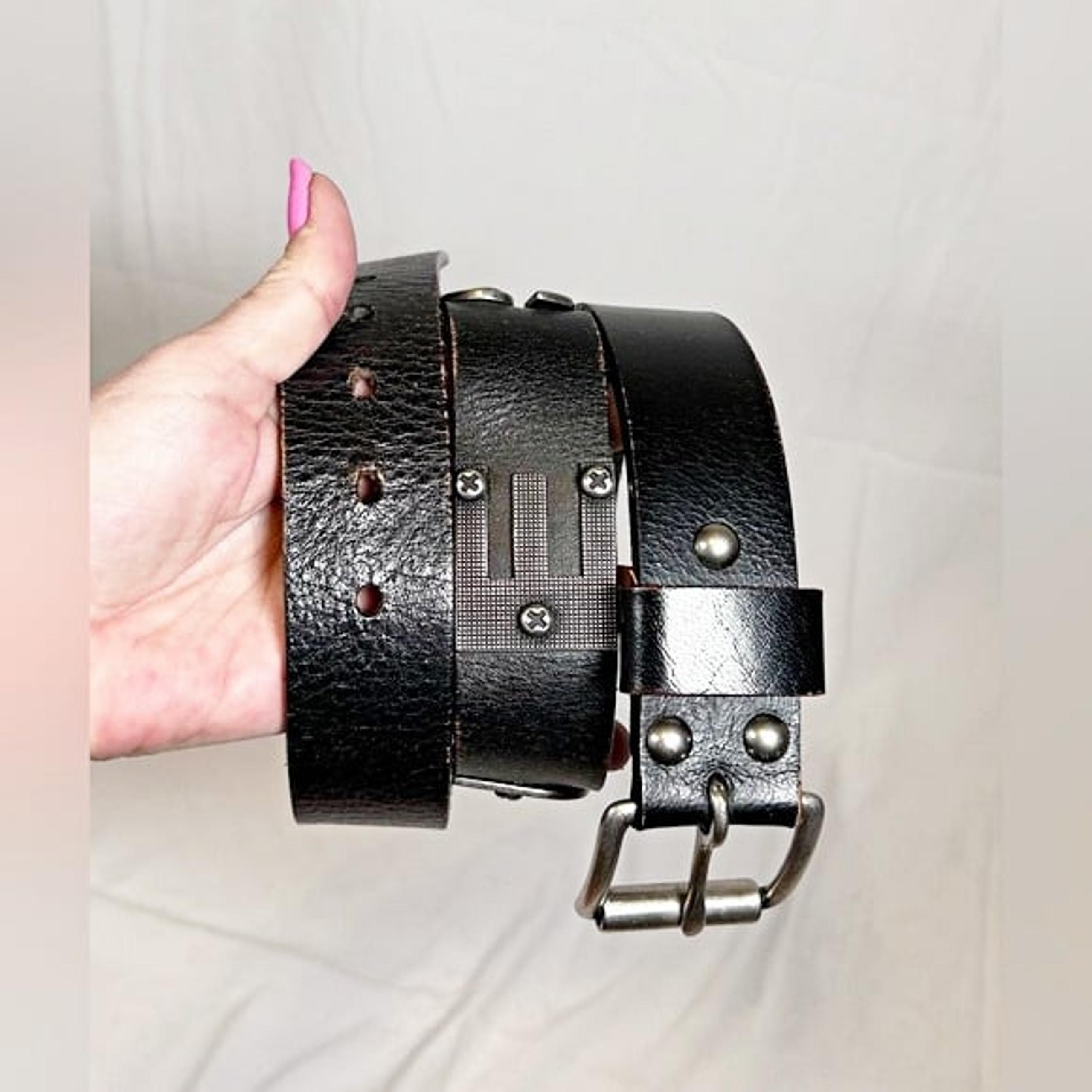 Vintage Guess Black Leather GUESS Studded Belt~34"-38"~