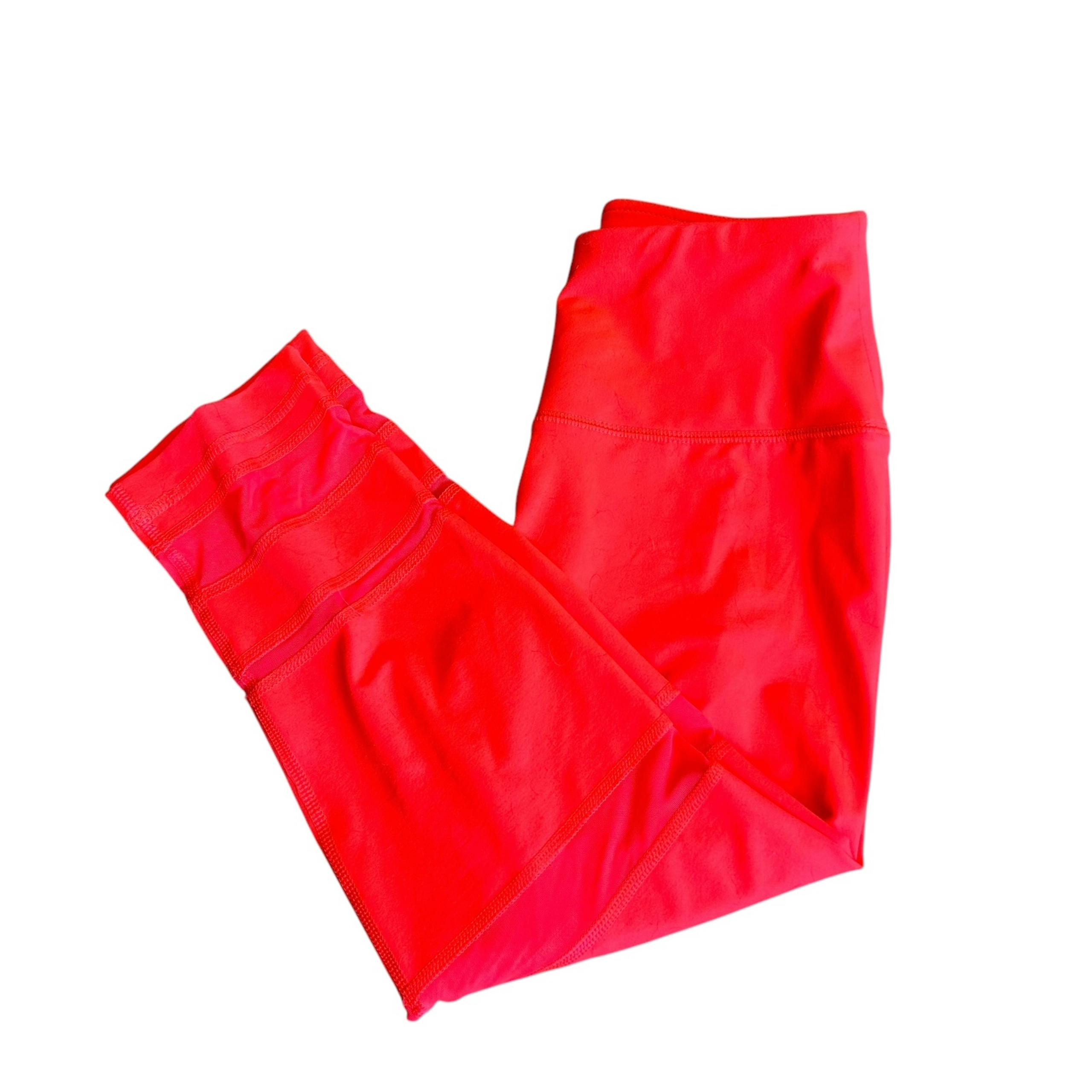 Red Reebok Athletic Fitness Leggings Workout Pants Athleisure Women’s Size Small