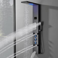 Bathfinesse Black Shower Panel Tower System, LED Light Shower Tower with Large A