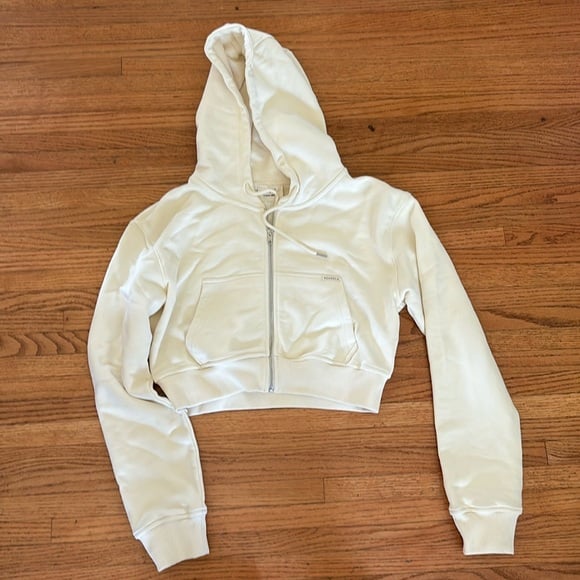 Adanola x Steph Shep White Zip Crop Hoodie