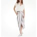 MADEWELL Skirt Midi Grey White Striped Overlay Wrap Tulip Hem Slit Linen Blend S