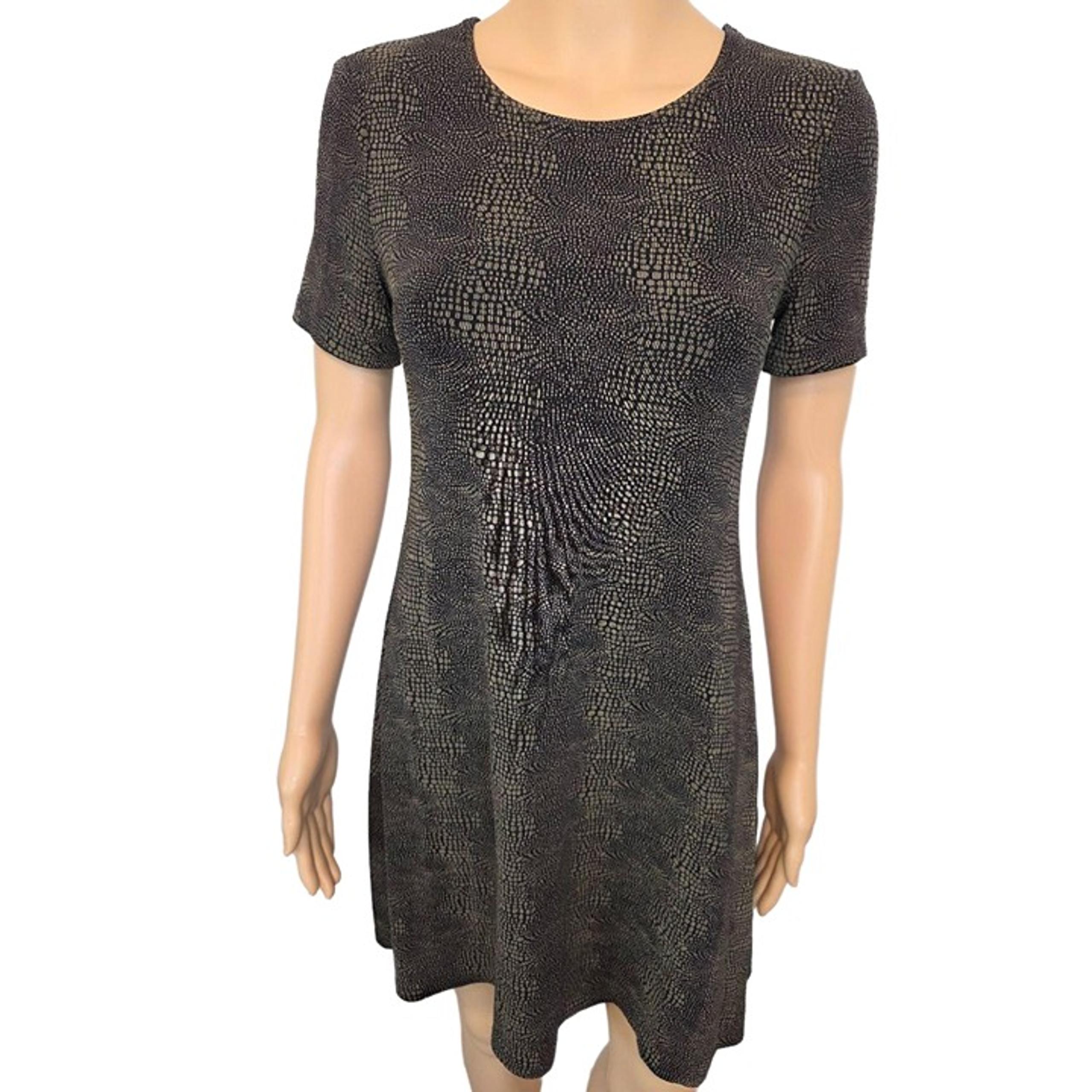 Molly Malloy Dress Patterned Fabric Short Sleeves Back Zipper Petite 4