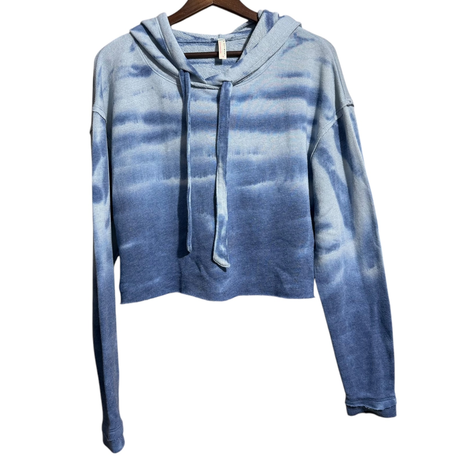 Free People Movement Saturn Crop Hoodie Tie Dye Blue and White Women's Large