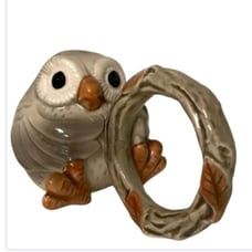 FITZ & FLOYD Ceramic Owlet Baby Owl Napkin Rings Set of 4