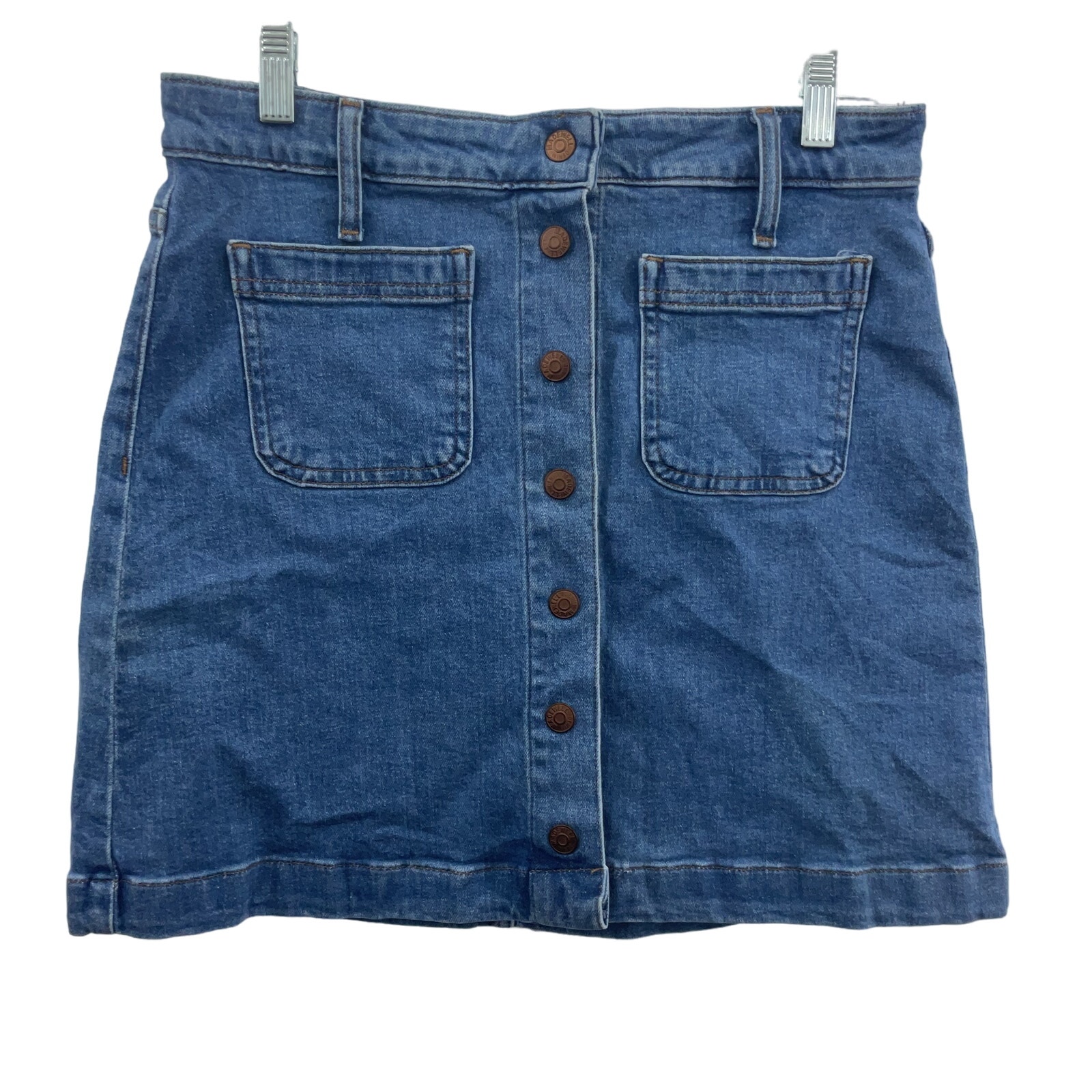 Madewell Blue Denim Women's Button Down A-Line Skirt Cotton NWT Size 27