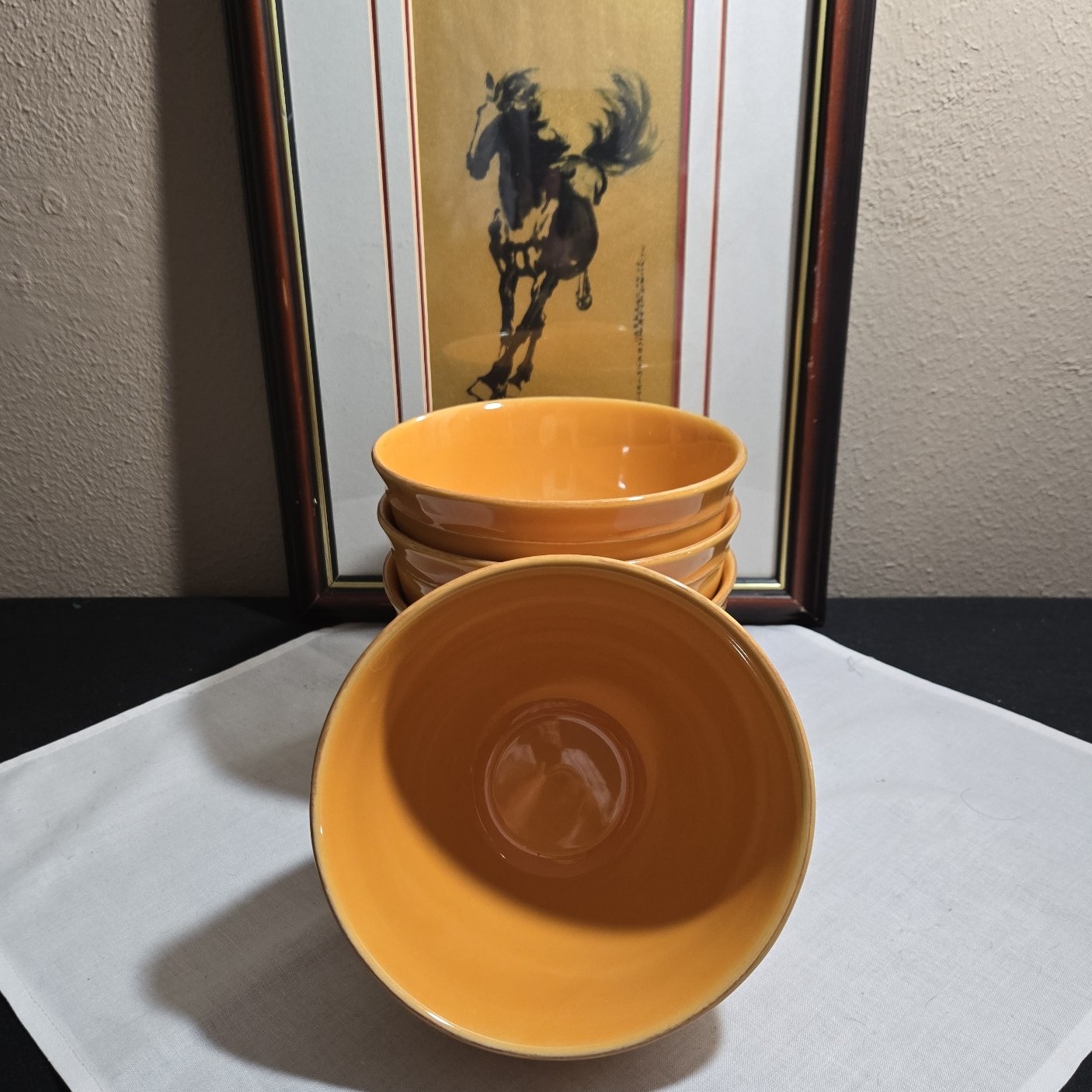 Pottery Barn Cambria Saffron Set Of Four Hand Crafted Soup/Cereal Bowls.