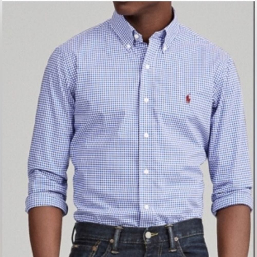 Polo Ralph Lauren Men's Classic Fit Button down Oxford Shirt Gingham 18 3…