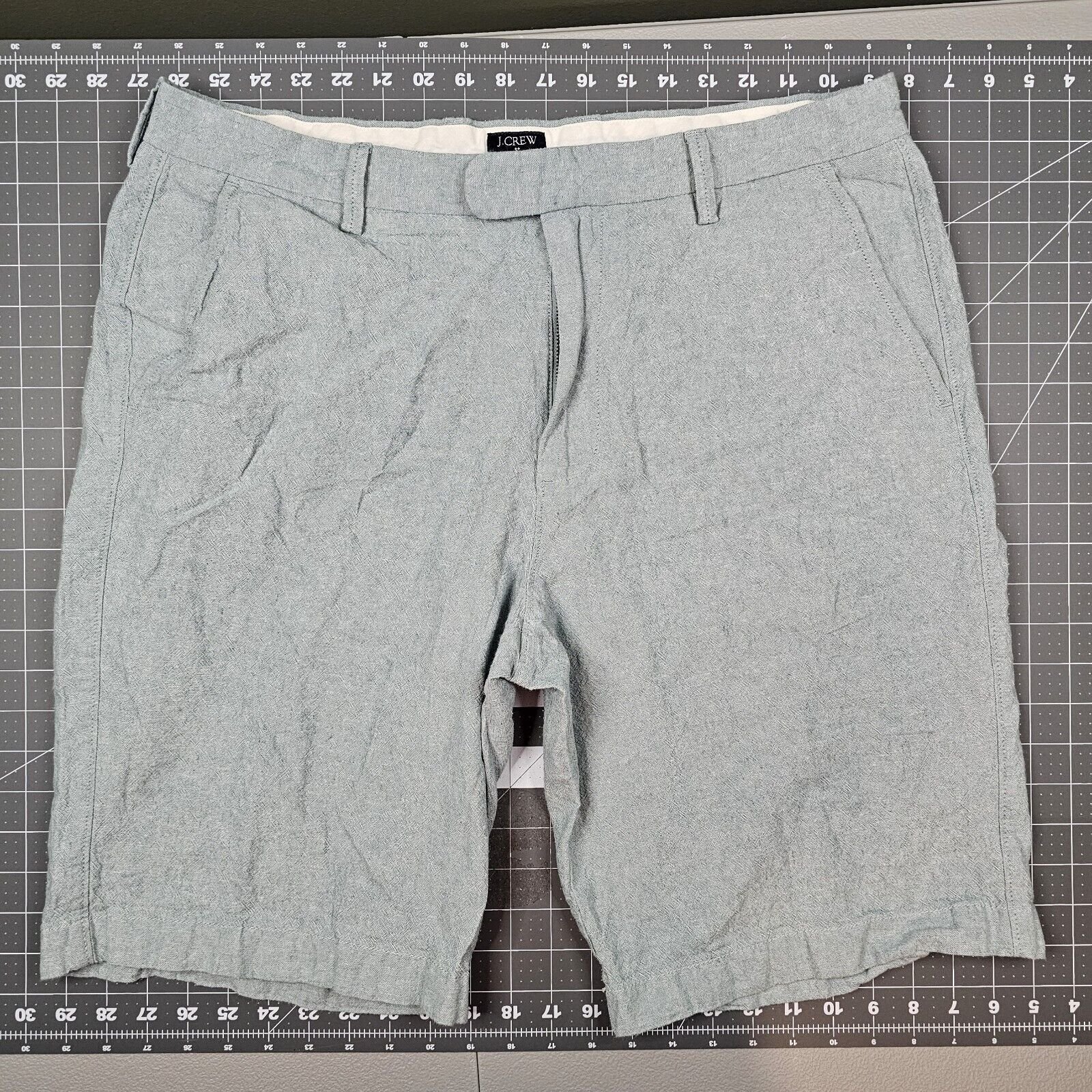 J Crew Shorts Mens 36 Linen Chino Bermuda Rivington Preppy Casual Gray