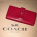 COACH Vintage Skinny Wallet In Embossed Textured Leather F52326 Gold/Red Current
