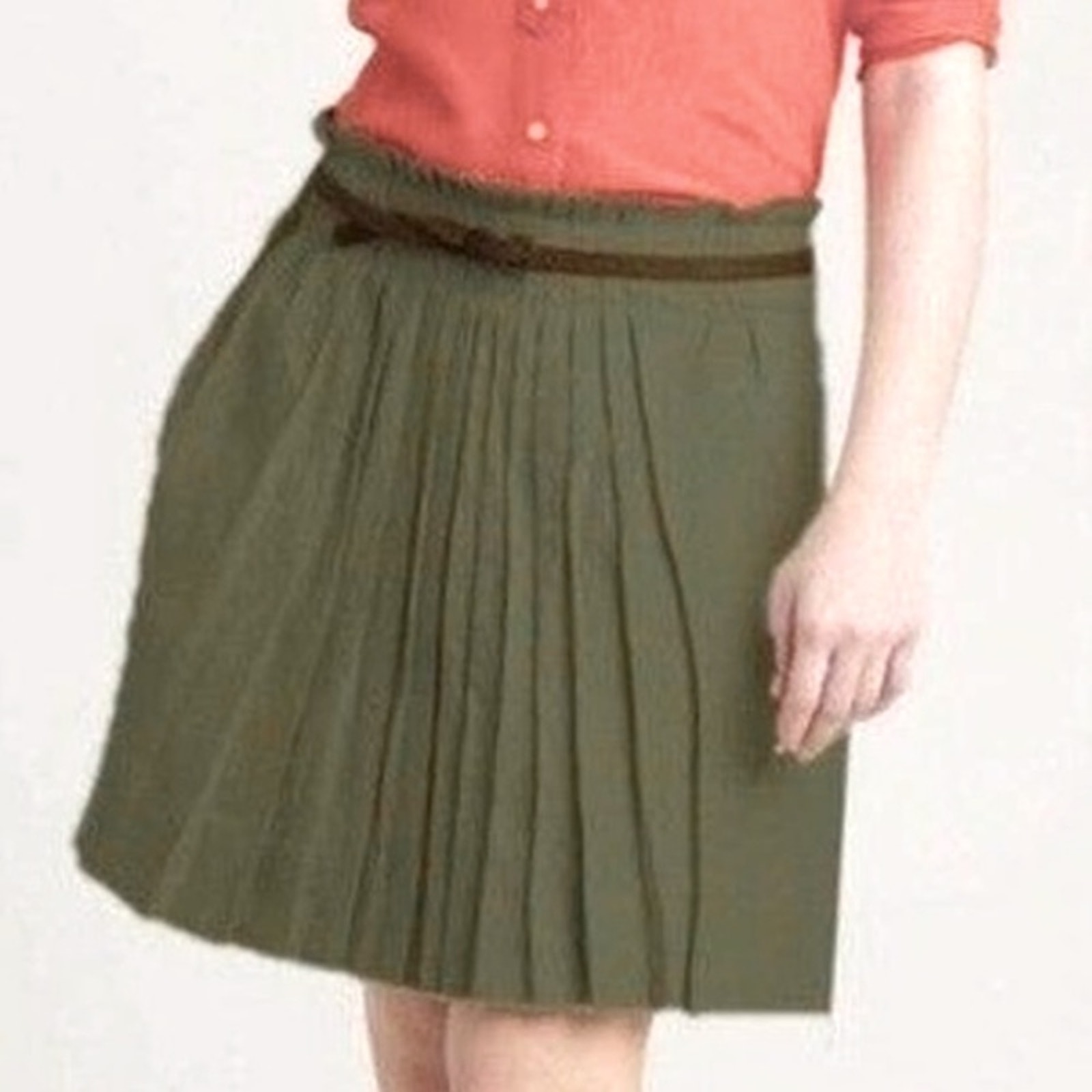 j crew green pleated skirt