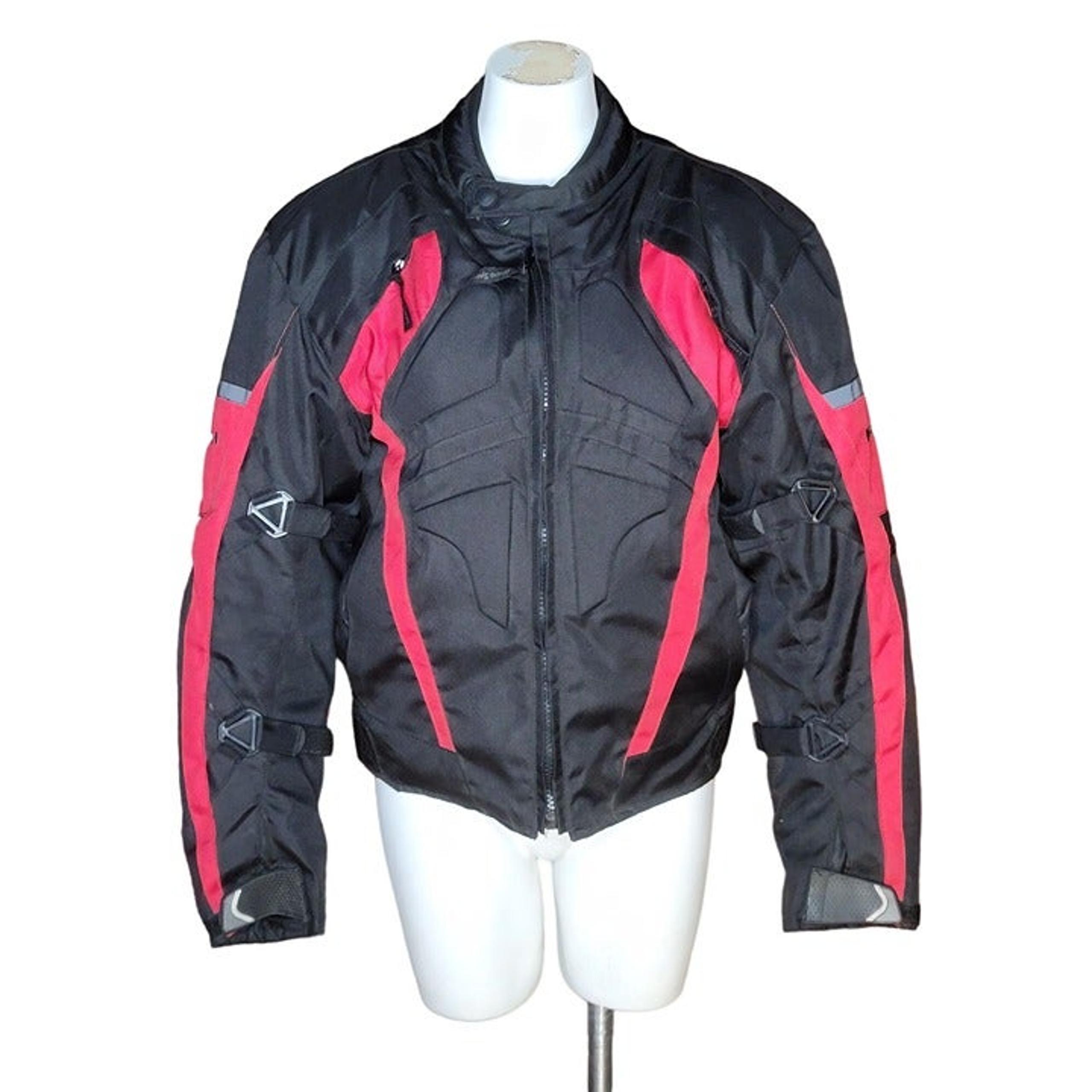 Milano Sport Mens Jacket Motorcycle Medium Black Red Padded Detachable Liner