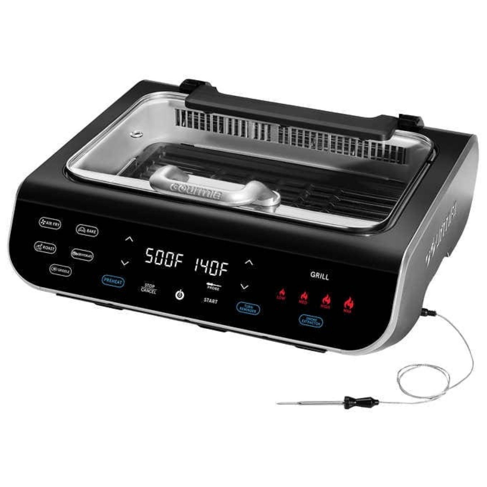 New Gourmia FoodStation Smokeless Grill, Griddle, & Air Fryer with Integrated Te