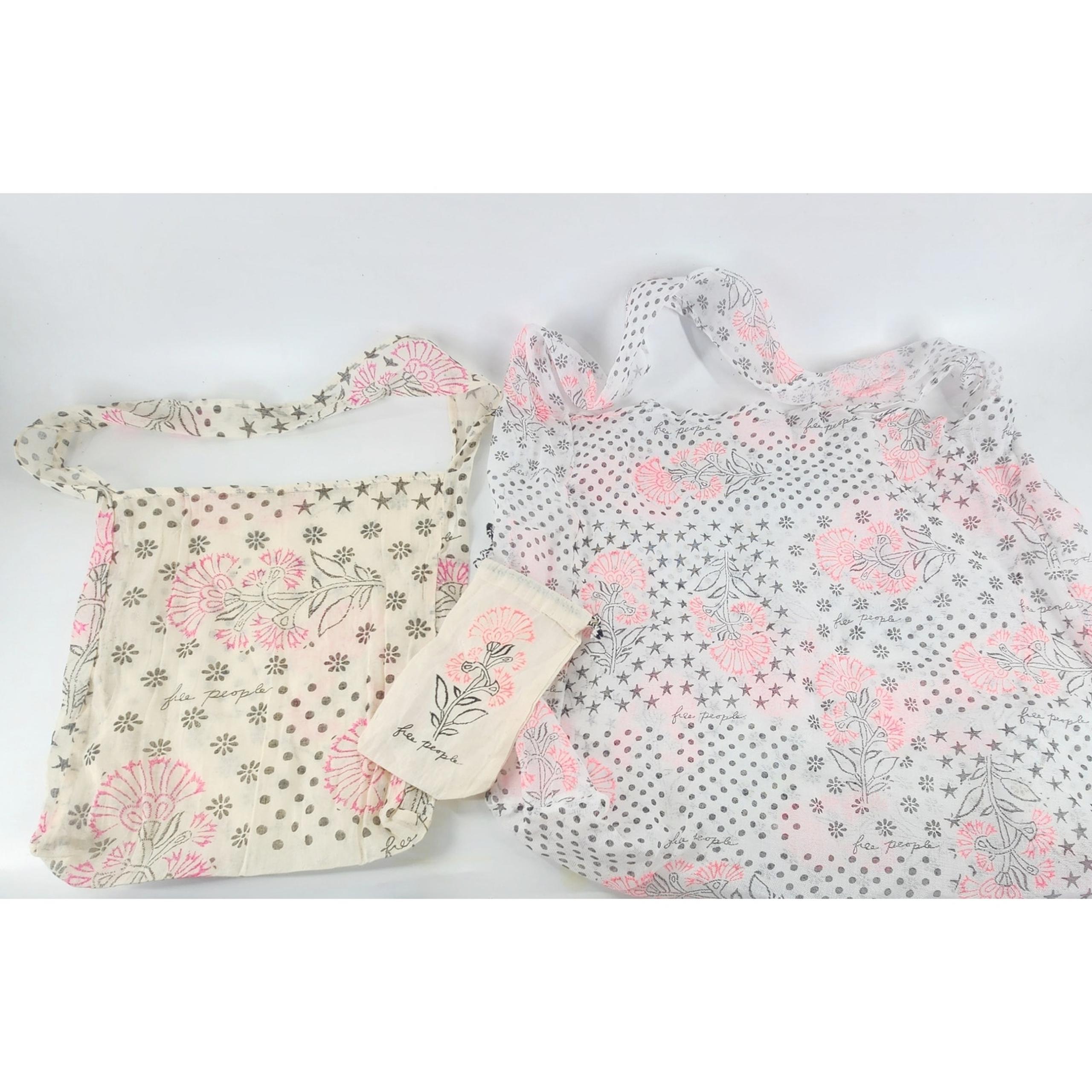 Free People Tote bag 3pc Lot  Boho Flowers Stars Reusable Shopping Tote Pouch