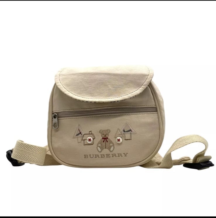 Authentic Burberry Mini Backpack Kids Baby Bear Nova Check Beige