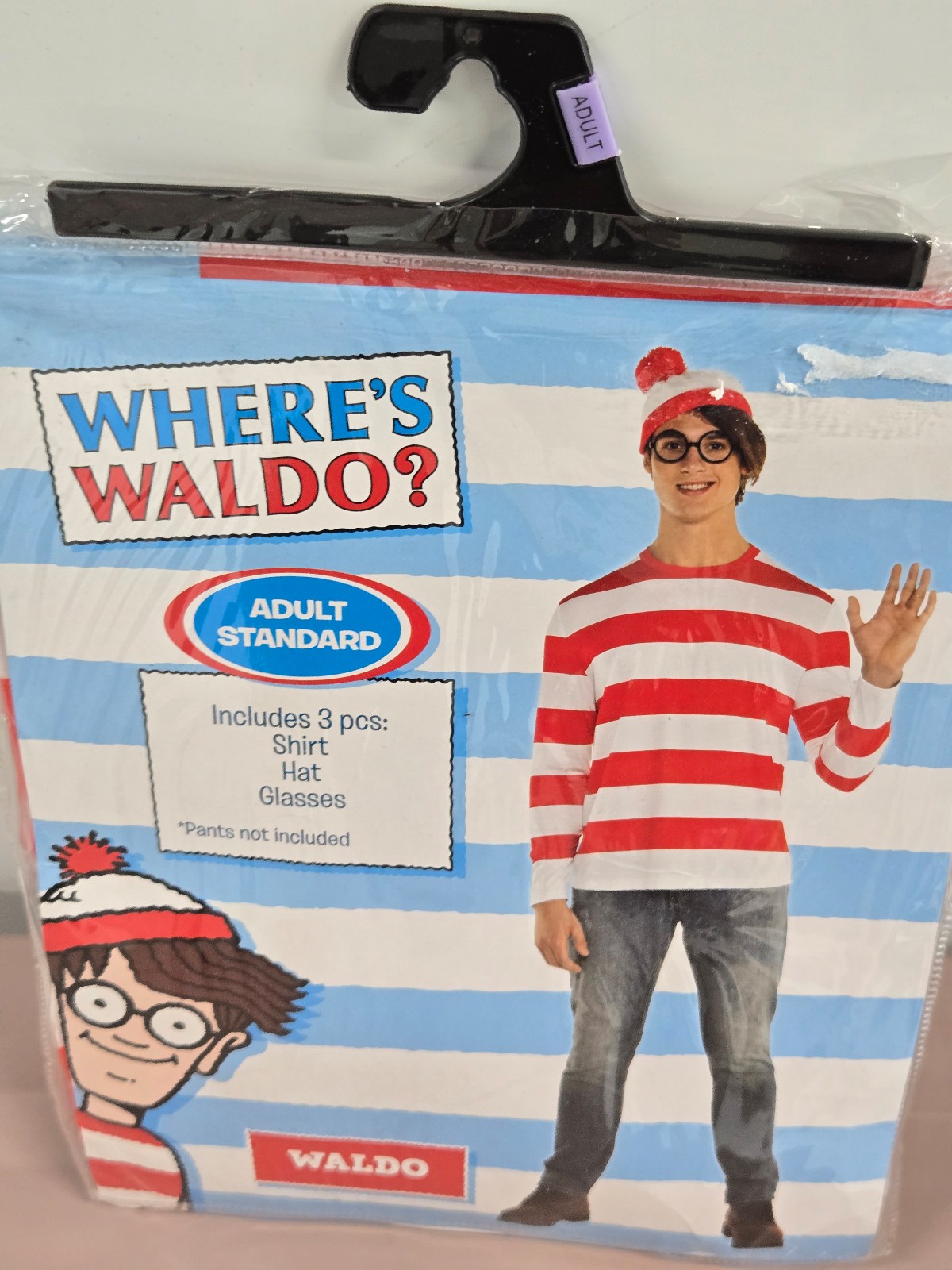Where's Waldo Costume Adult 3 Piece OSFM UNISEX