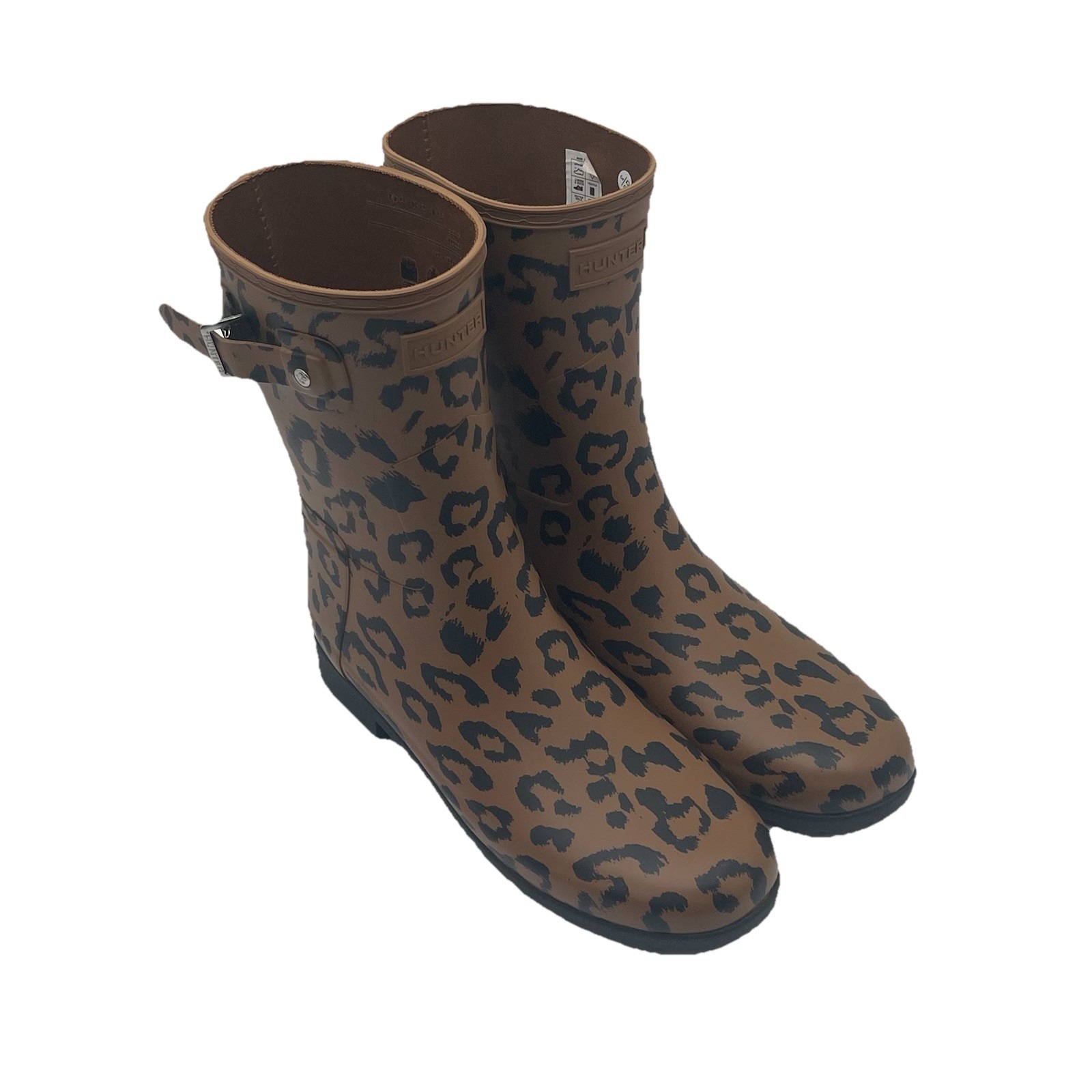 Hunter Original Refined Short Leopard Print Waterproof Rain Boot Women's Size 10