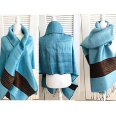 SHAWL Blue Brown Silk
