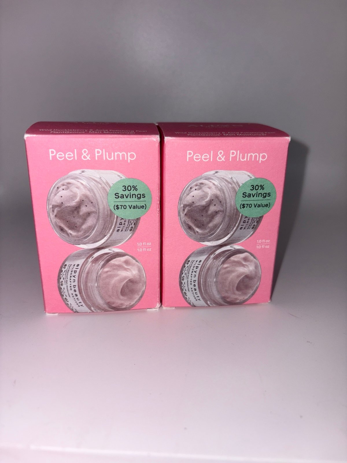 NIB x 2 Alpyn Beauty Peel & Plump Sets w/ Melt Moisturizer & Polishing Peel
