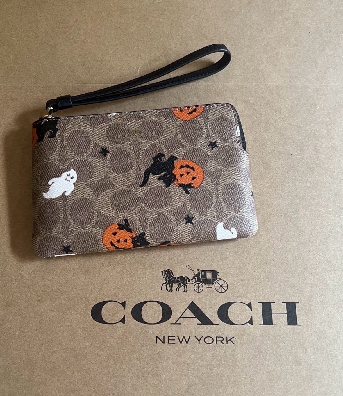 New COACH Halloween 2024 Wristlet CW466 Ghost Pumpkin Black Cat >>5⭐️Seller<<